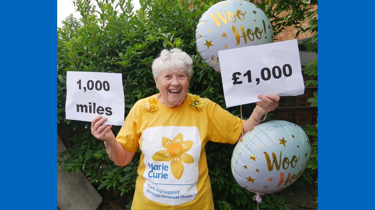 Well done to Rosie who has just finished walking a whopping 1,000 miles in six months to raise a total of £1,000 for us! 

She's been supporting us since our nurses cared for her husband 17 years ago 💛