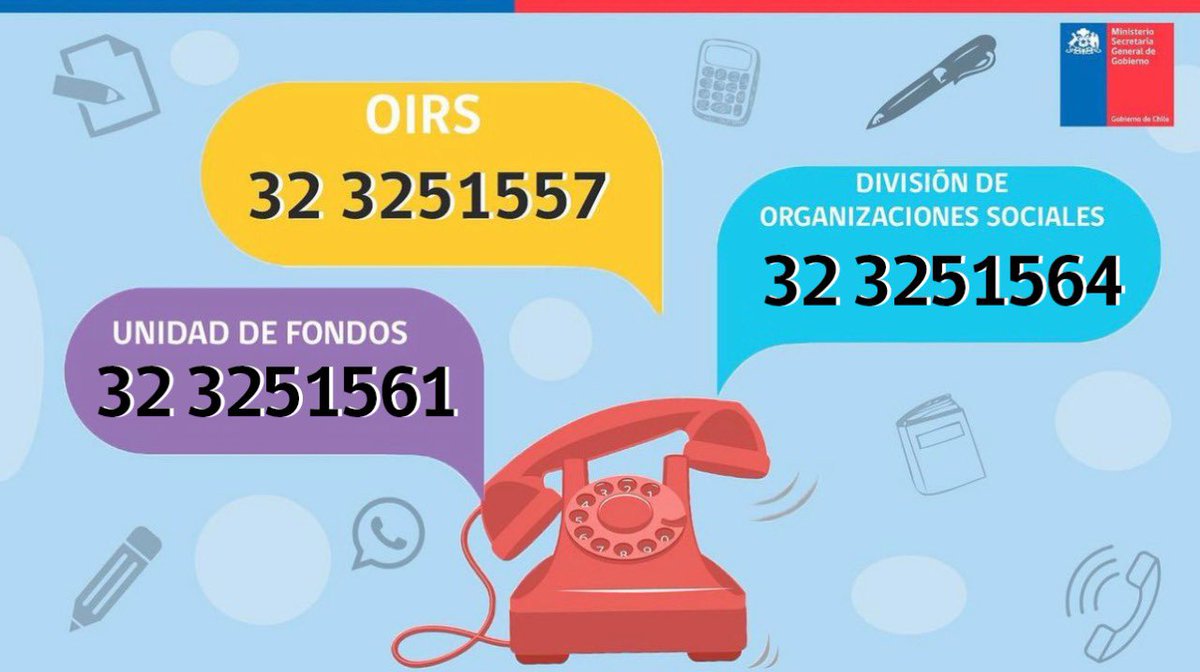 📢 Vecinos y vecinas de la región de Valparaíso.

☎️Compartimos los números telefónicos actualizados de la Secretaría Regional Ministerial de Gobierno de Valparaíso.
Si necesitas resolver dudas o consultas, comunícate con nosotros.😁