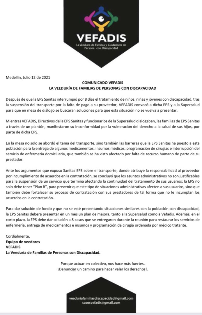 Veeduria de Familias de Personas con Discapacidad tweet media