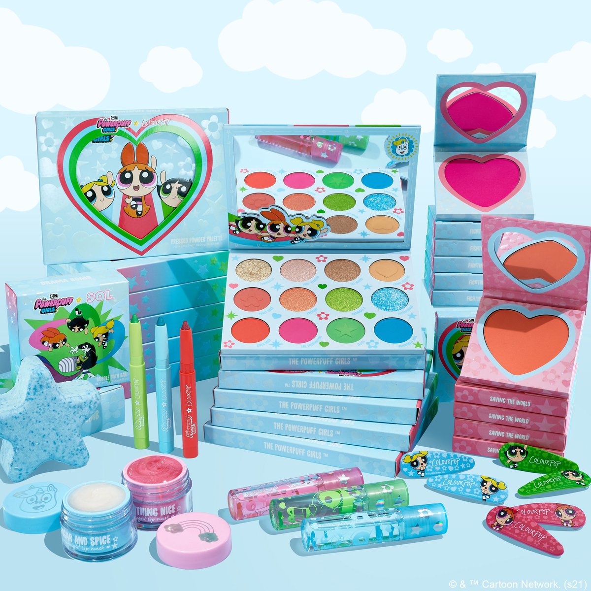 FourthRayBeauty's tweet photo. 💚☁️ Sugar, Spice &amp; Everything Nice 💗💥 

THUS the Powerpuff Girls x ColourPop Collection was born 💙 with @fourthraybeauty Ultra Superpowers Lip Mask Duo. Launching 7/14 at 10am PST on https://t.co/7jvBmVeBhH!☁️ https://t.co/PA9uQA7q4o