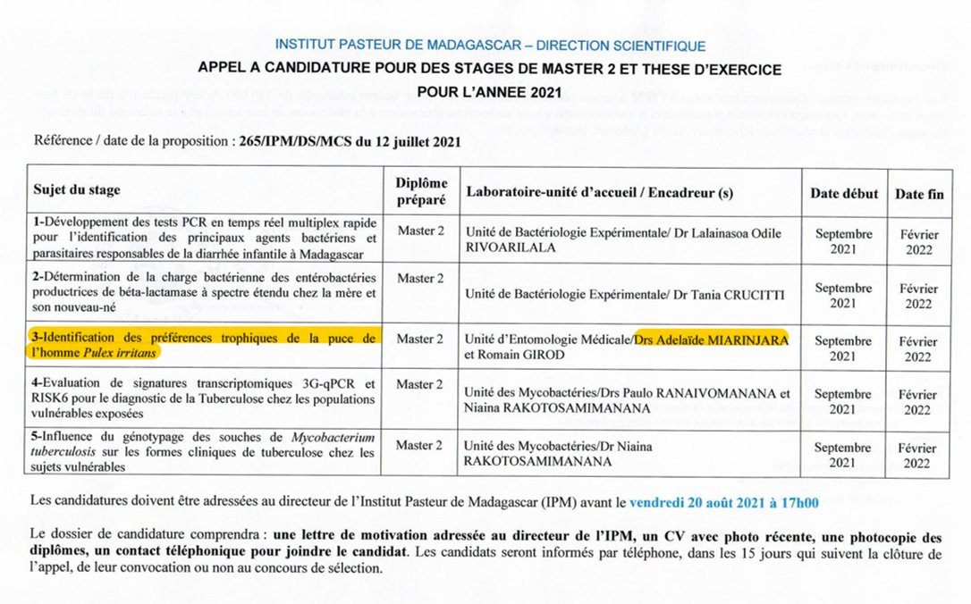 Looking for a #Malagasy M2 student to work with me on #plague disease in #Madagascar, in collaboration with <a href="/pasteurMG/">Institut Pasteur Madagascar🇲🇬</a> 
For more information, email me at amiarin@emory.edu