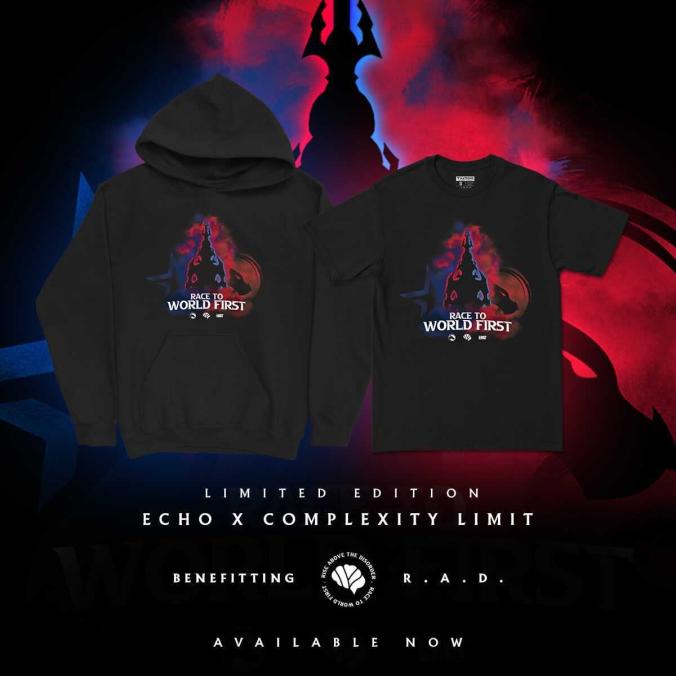 EchoGuild's tweet photo. From competition to collaboration: join us in our Race to World First joint effort with @LimitGuild to raise funds for @YouAreRAD. 

Help us raise awareness for mental health resources by checking out our donation goals and limited edition merch!

Donate: https://t.co/v76dM9TAHt https://t.co/vV7vUumL2S