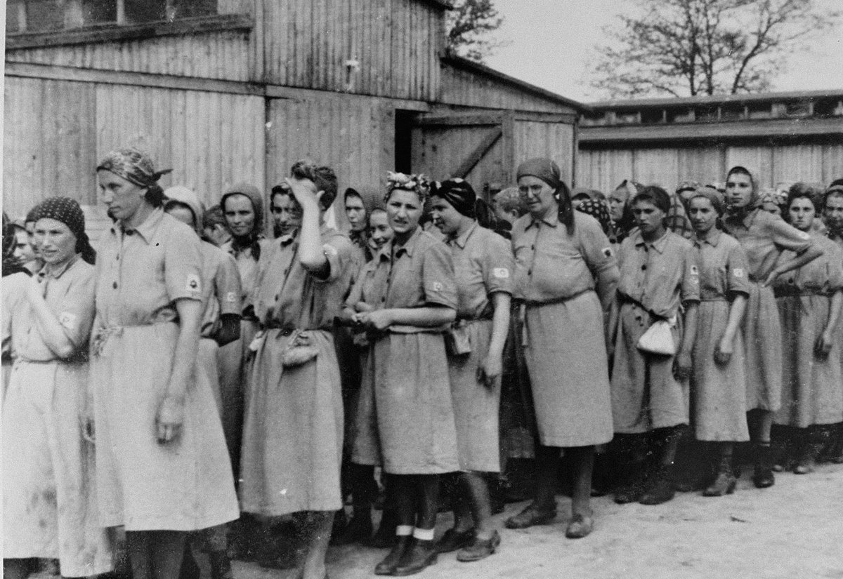 Jewish women selected for forced labor at Auschwitz-Birkenau. 

Photo credit: Bernhardt Walter/Ernst Hofmann