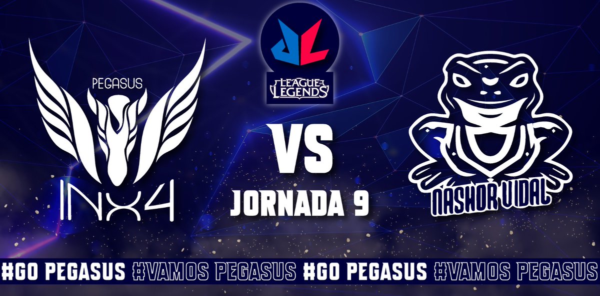 #MatchDay  / #LeagueOfLegends

Ultima Jornada de la ACE 🔵🔴 J9️⃣ 🆚 Nashor Vidal 🐸
Partido duro para intentar quedar lo mas arriba posible.
Vamos Pegasos.🐎🍀🇬🇷

🏆<a href="/ACELeague_ES/">ACE League</a> 🔵🔴
🆚<a href="/NashorVidal/">Nashor Vidal 🐸</a>
⏰22:00
⚔️Bo1
#GoPegasus