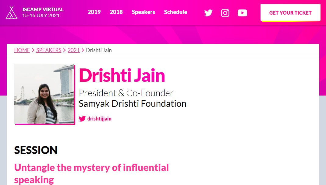 Drishti Jain (@drishtijjain) on Twitter photo Excited to be speaking at <a href="/jscamp/">JSCAMP</a> this week!
Catch me speaking live at #jscamp - It is time to Untangle the mystery 🪄 !
#speaker #womenintech Excited to be speaking at <a href="/jscamp/">JSCAMP</a> this week!
Catch me speaking live at #jscamp - It is time to Untangle the mystery 🪄 !
#speaker #womenintech