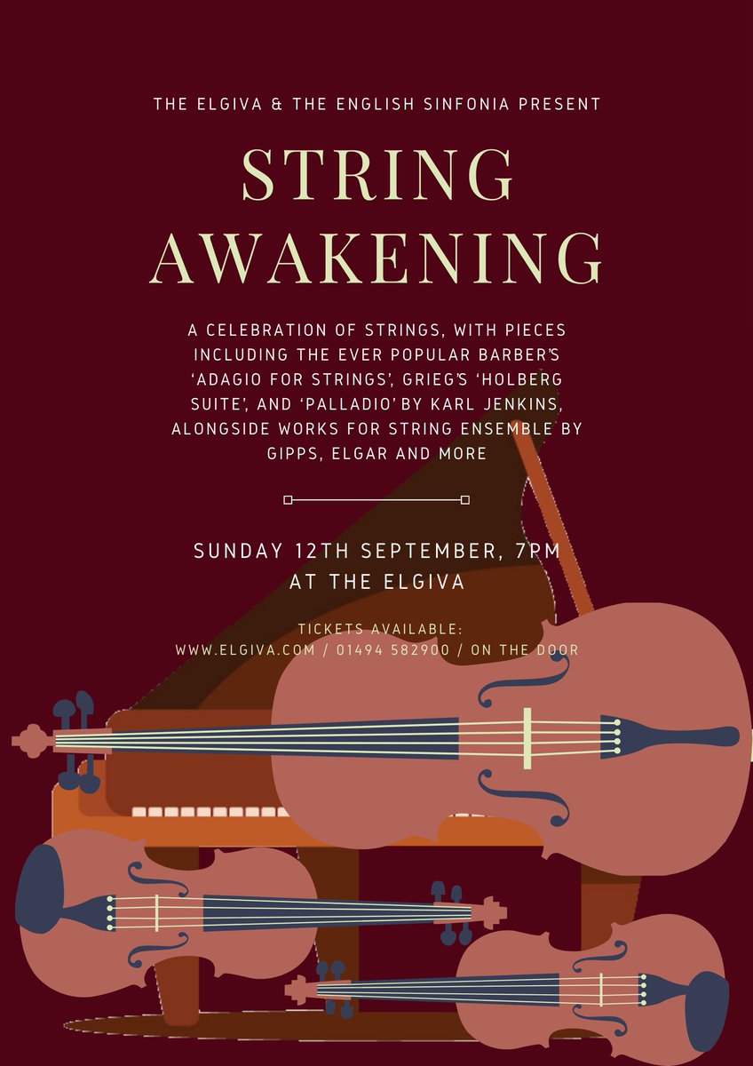 ElgivaTheatre's tweet photo. The string's the thing! Absolutely delighted that we already have a date in the diary for the next concert from the wonderful @EnglishSinfonia. Join us for STRING AWAKENING at The Elgiva on Sunday 12th September at 7pm.
https://t.co/ELPsmZJyap https://t.co/rjABcuC0z7