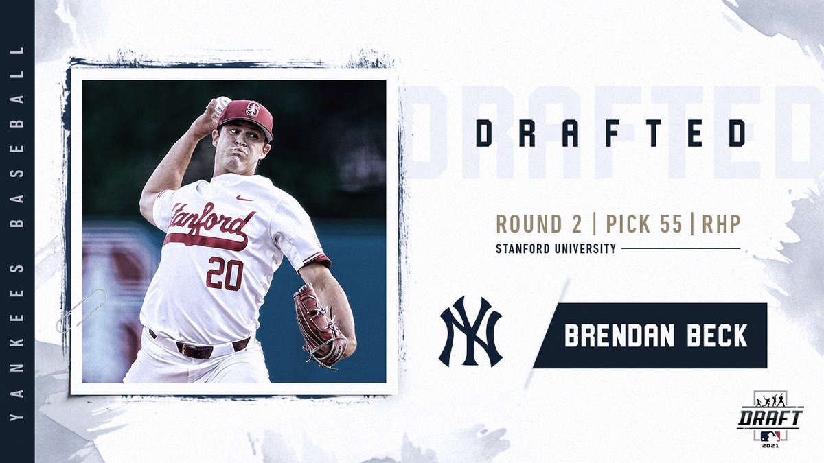 NYYPlayerDev's tweet image. Round 2 | Pick 55: The New York Yankees select RHP Brendan Beck out of Stanford University. #MLBDraft