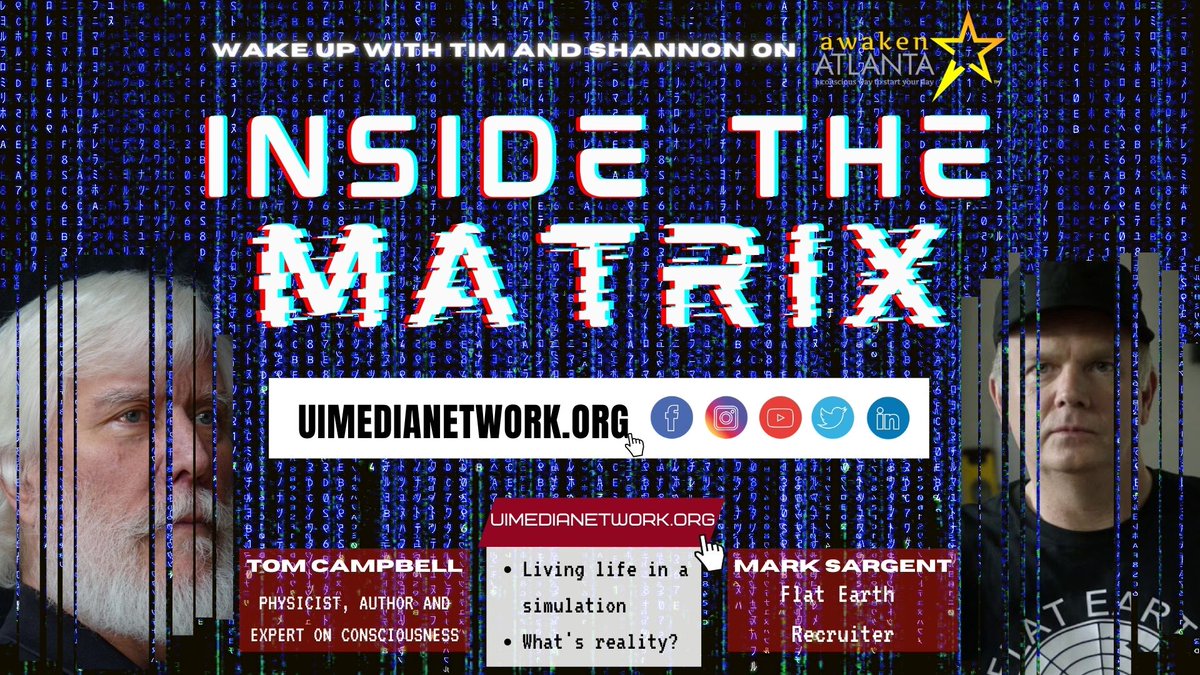 uimedianetwork's tweet photo. Are we in the Matrix? What's real, what's not? How can we escape this madness? Join Tim Ray &amp; Shannon McVey tomorrow at 8am EST as they discuss our reality &amp; what's really going on!

https://t.co/MM46ulPg0A

#InsideTheMatrix #WhatsReallyHappening #AwakenAtlanta #United https://t.co/aowgYvIg7V
