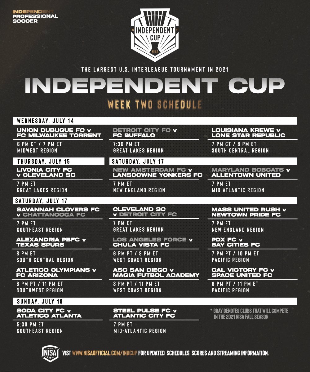 NISALeague's tweet photo. Independent Cup 2021 #NISAIndCup
Week Two Schedule! https://t.co/rhpqSYfsM4