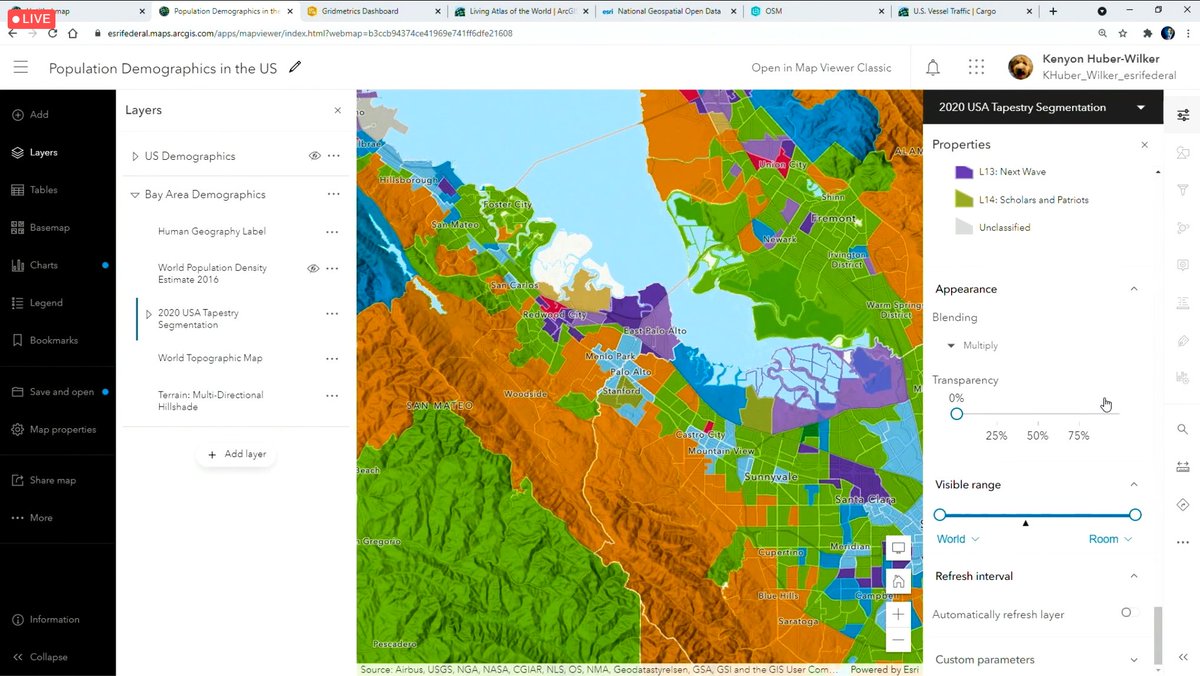 SiAction's tweet photo. Great demo of combining #Tapestry data with population density models to visualize the actual location of people because we are mapping areas we're modeling people. Microlevel and hyper-local models and analysis. #EsriUC2021 https://t.co/WS4Xd8rJjJ