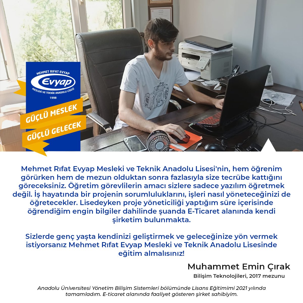 MREMTAL's tweet photo. Okulumuz öğrenci ve mezunları sektörde yerini almaya devam ediyor.✍

Gelecek Meslek Liselerinde, Ya Siz?

@ist_sanayiodasi @istanbulilmem @istanbul_MTE @Sariyer_MEM @meslegimhayatim @serkangur_ist @cagatay33 @barissaygili  #meip #lgs #lgstercih #yazılım #yazilimlisesi #bilisim https://t.co/EZegpcSo91