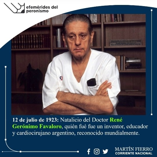 MartinFierroCN's tweet photo. FAVALORO, REFERENTE DE LA SALUD PÚBLICA
En su honor, celebramos el Día Nacional de la Medicina Social y saludamos a todos los y las profesionales de la salud que trabajan permanentemente para cuidar a cada argentino y argentina.
#DíaNacionalDeLaMedicinaSocial
#MartinFierro https://t.co/cjRVOKxlmm