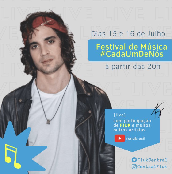 FiukCentral's tweet photo. Festival de música #CadaUmDeNós, com a participação exclusiva de Fiuk e muito mais ✨
No formato de live, o evento faz parte do projeto Verificado, iniciativa global da ONU para combater a desinformação na pandemia da COVID-19. https://t.co/7GppKE8ECB