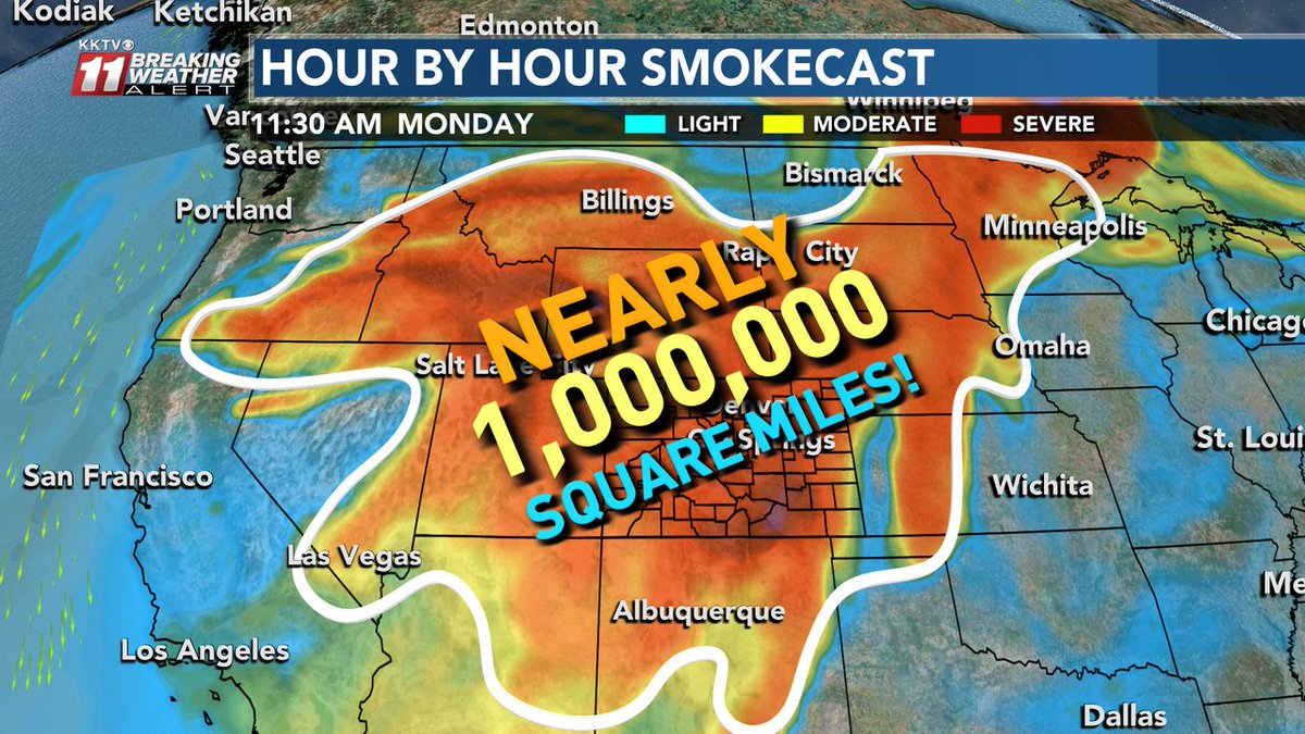 LukeVictorWx's tweet image. Nearly a million square miles of thick smoke across 14 states today!

#cowx #uswx #smokewx
