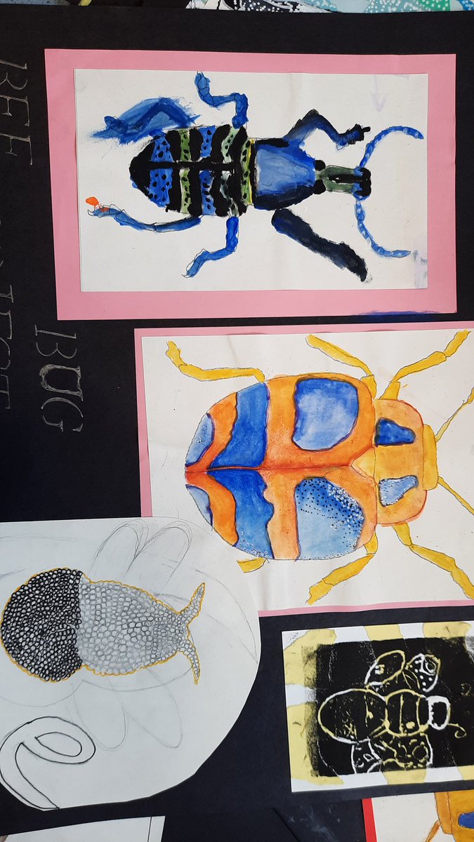 ArtGregson's tweet photo. Final lesson with 9s today creating their display boards for the bugs project. #officialnusa #amazingnusa #bugart #mixedmedia #BeKind https://t.co/B3wbq2IfcK