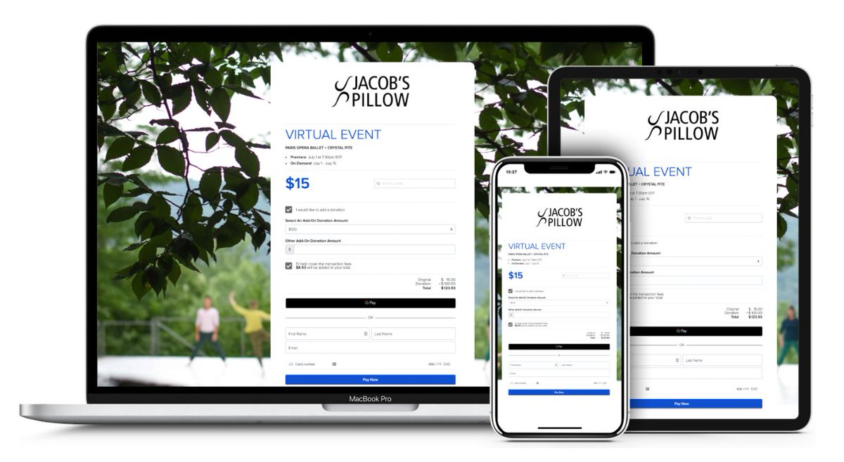pro2stephen's tweet photo. 📣 Add-On Donation is now available
Stream2 &amp; Flex2 Forms can include a donation with cover costs. 

@JacobsPillow includes an Add-On Donation request with the purchase of a Ticketed Performance or Free Registration.

@tessnetwork @hellodonate2 @Brightcove https://t.co/kTcFFh4159