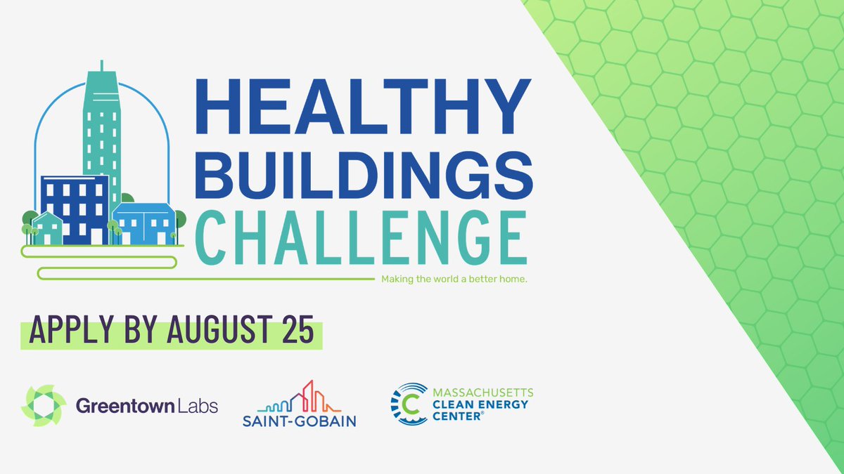Calling all #startups developing technologies that advance building sustainability and the wellbeing of building occupants! The #HealthyBuildingsChallenge—our new partnerships accelerator with <a href="/saintgobain/">Saint-Gobain</a>—is seeking applicants. Learn more + apply by 8/25: bit.ly/HealthyBuildin…