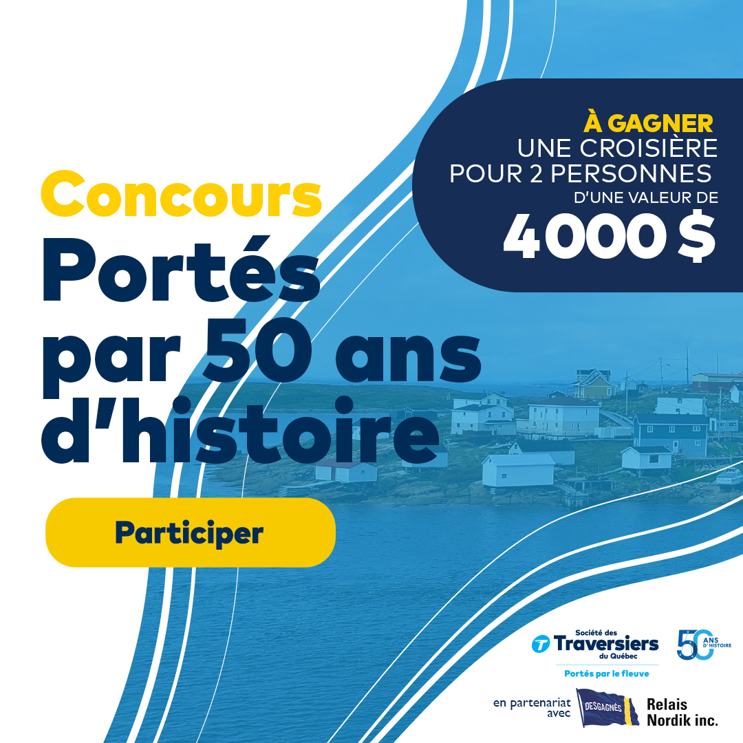 Concours « Portés par 50 ans d'histoire». En collaboration avec Relais Nordik, courez la chance de gagner une croisière pour deux à bord du NM Bella-Desgagnés, de Rimouski à Blanc-Sablon 🌊 traversiers.com/fr/concours  #relaisnordik #belladesgagnés