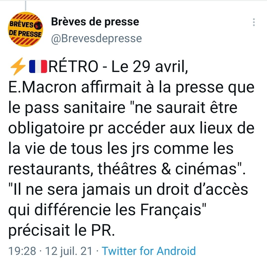 Nous sommes gouvernés par un menteur.
Notre époque est marquée par la rupture de la parole et de la confiance.
Ceux qui nous gouvernent sont ceux qui manient le plus le mensonge et la manipulation des esprits.
On se réveille quand ?
#MacronMenteur
