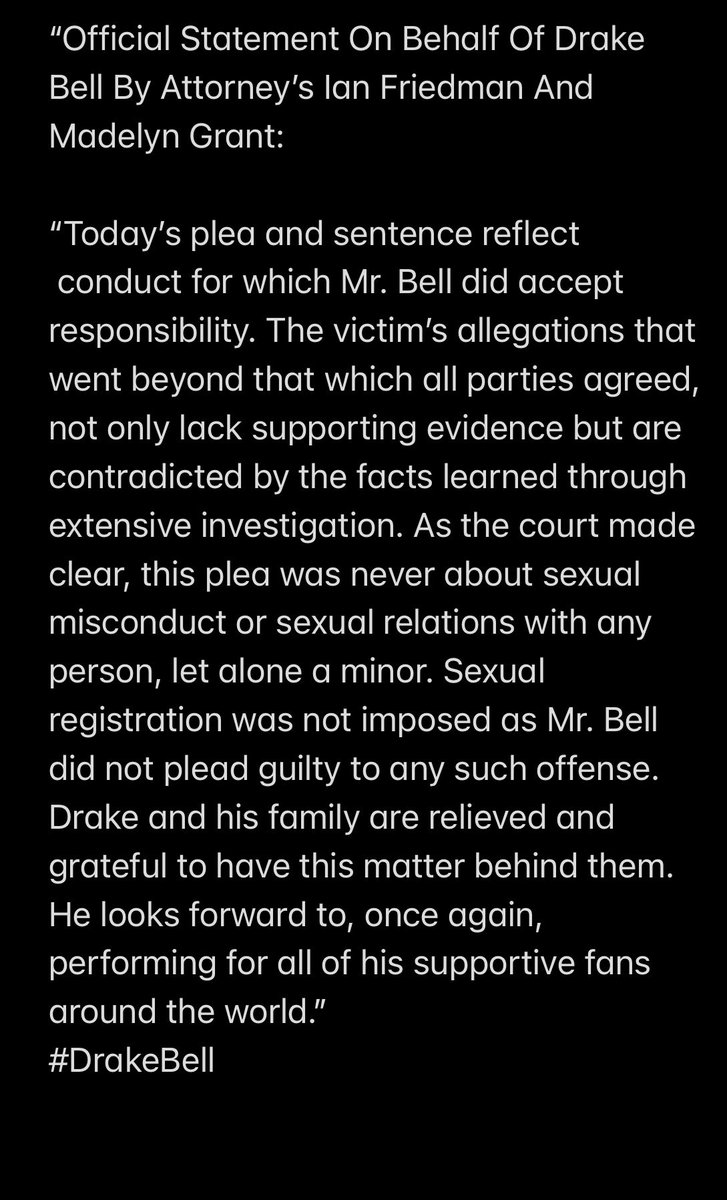 #DrakeBell - Official Statement From Legal Counsel