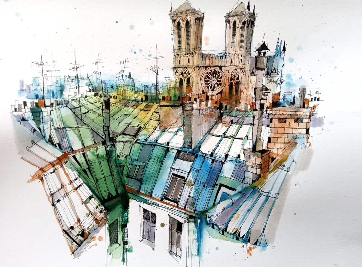 IanFennelly's tweet photo. @IanFennelly Paris sketches in watercolour and pen. https://t.co/Dr1CHsG4t3