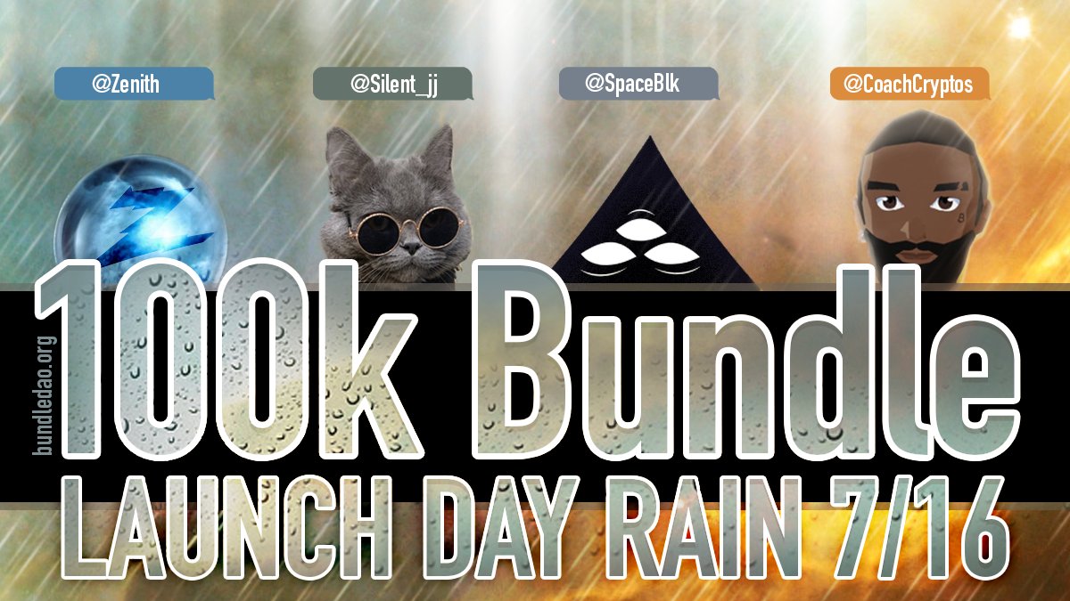 To celebrate Bundle's Official Launch, we will make it rain 100K $BDL in our discord!

1️⃣Join us here: discord.gg/Cyqy6Rx2TF
2️⃣Follow &amp; Retweet
3️⃣Tag 2 People

See you in Discord on July 16th!

@cctip_com draw 25000 BDL 500