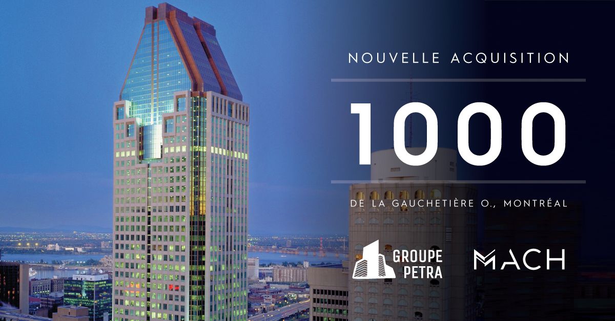En collaboration avec notre partenaire Groupe Petra, nous sommes fiers d’annoncer l’acquisition du 1000 De La Gauchetière, l’un des plus prestigieux immeubles de bureaux à Montréal. 

Info : bit.ly/3yP1dyV