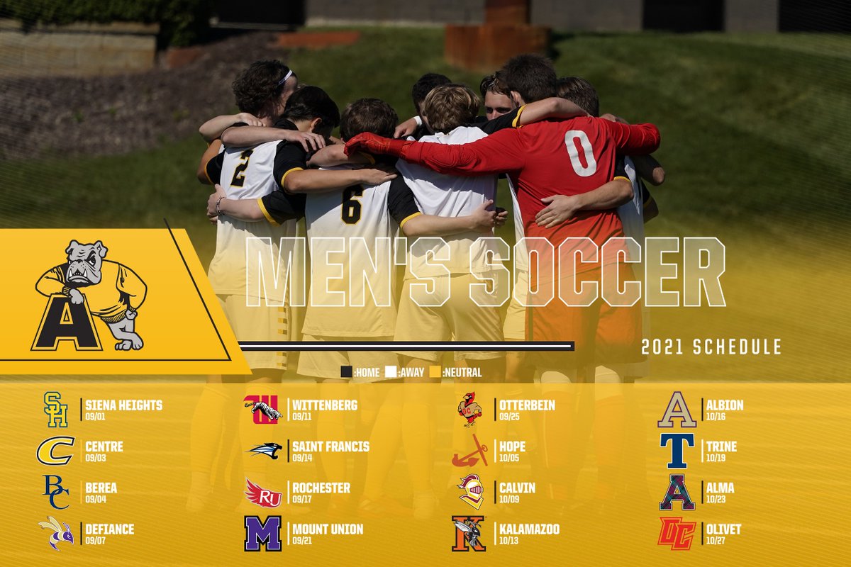 AdrianBulldogs's tweet photo. The @ACMensSoccer team has unveiled its 2021 schedule!
📰 https://t.co/KE7Cpkij6b
#GoDawgs #d3soc #d3soccer https://t.co/RoX42I5vO6