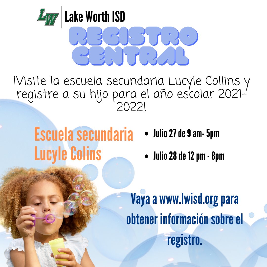 LWISD's Central Registration will be @ Collins Middle School on July 27-28. This is for NEW &amp; RETURNING students. Want to learn more about this district? Each campus will have info available on site and they will be ready to answer your questions! Pop in and see us! #WorthIt