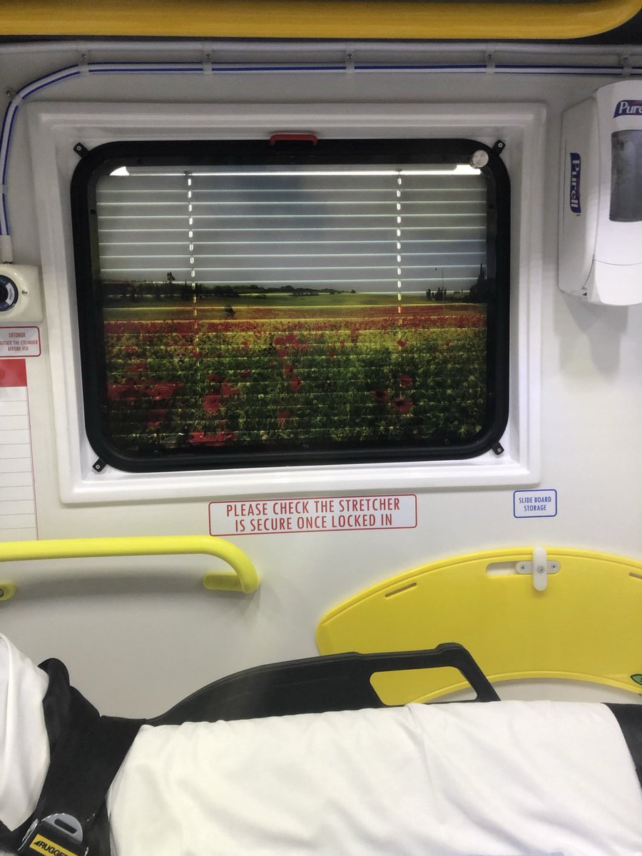 EMAS_TimH's tweet photo. Spent the day working on a double crewed ambulance today. #timontour took in the sights of Royal Derby, Burton and my โhome ED of LRI. Itโs been around a while now but love this dementia friendly window design @EMAS_CharlotteW @EMASNHSTrust https://t.co/mxgfFCuYo0