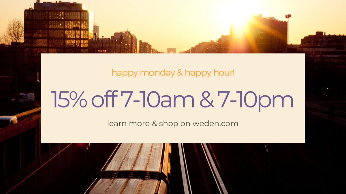 happy monday &amp; happy weden #happyhour day 🥳 enjoy 15% off any order from 7-10am &amp; 7-10pm in store and online today

plus buy any 2 kurvana half grams get another for $1!

learn more &amp; order on weden.com or  give us a ring at📞 1-800-CANNABIS