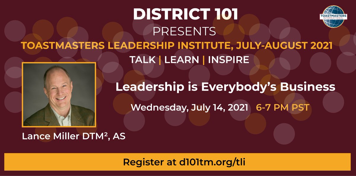 This Wednesday, 6pm, join Lance Miller in “Leadership is Everybody’s Business”