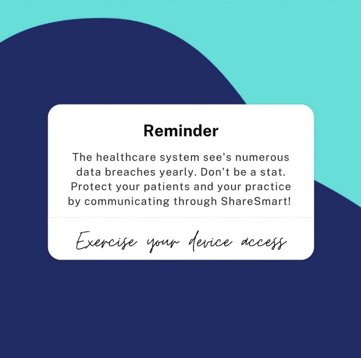 ShareSmartApp's tweet image. Save time and money with an intuitive system built to exceed global privacy legislation frameworks on any device. Download ShareSmart today!

#ShareSmart #Healthcare #HealthCommunication #SupportHealthcareWorkers #HealthTech #EnhanceCare #CompliantTech