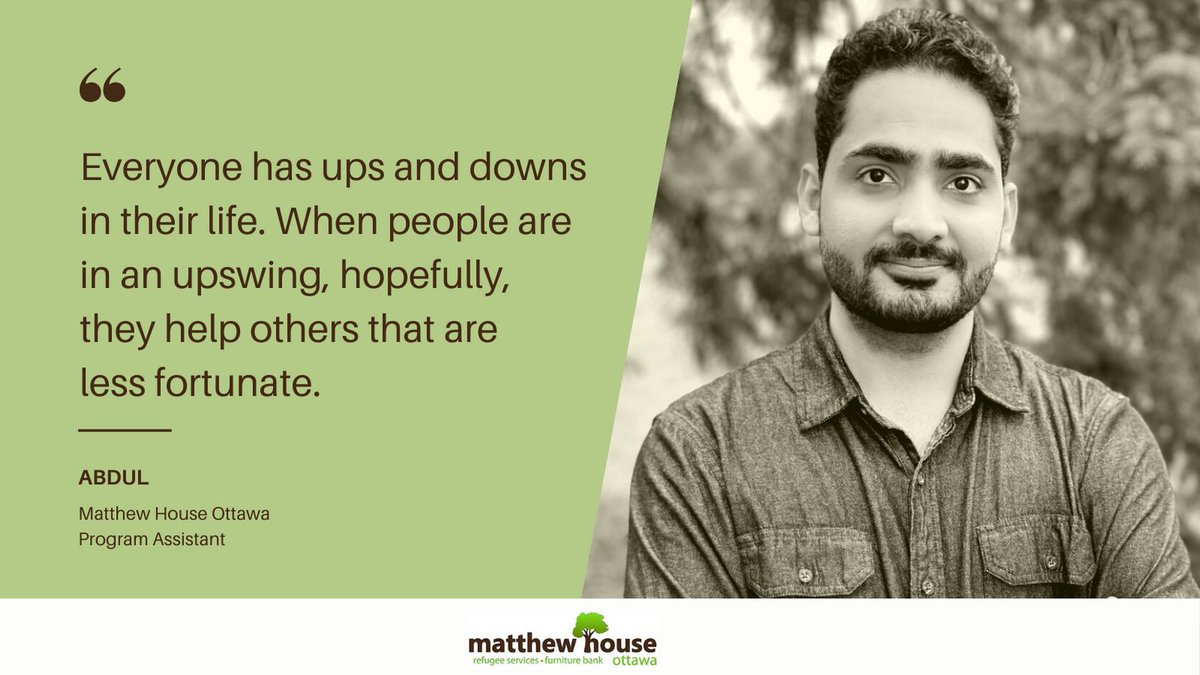 As our Program Assistant, Abdul says, "This is the first job I’ve had that at the end of the day I feel tired but fulfilled by how I’ve helped people."

Read his story on the MHO blog: matthewhouseottawa.org/blog/2021/07-1…