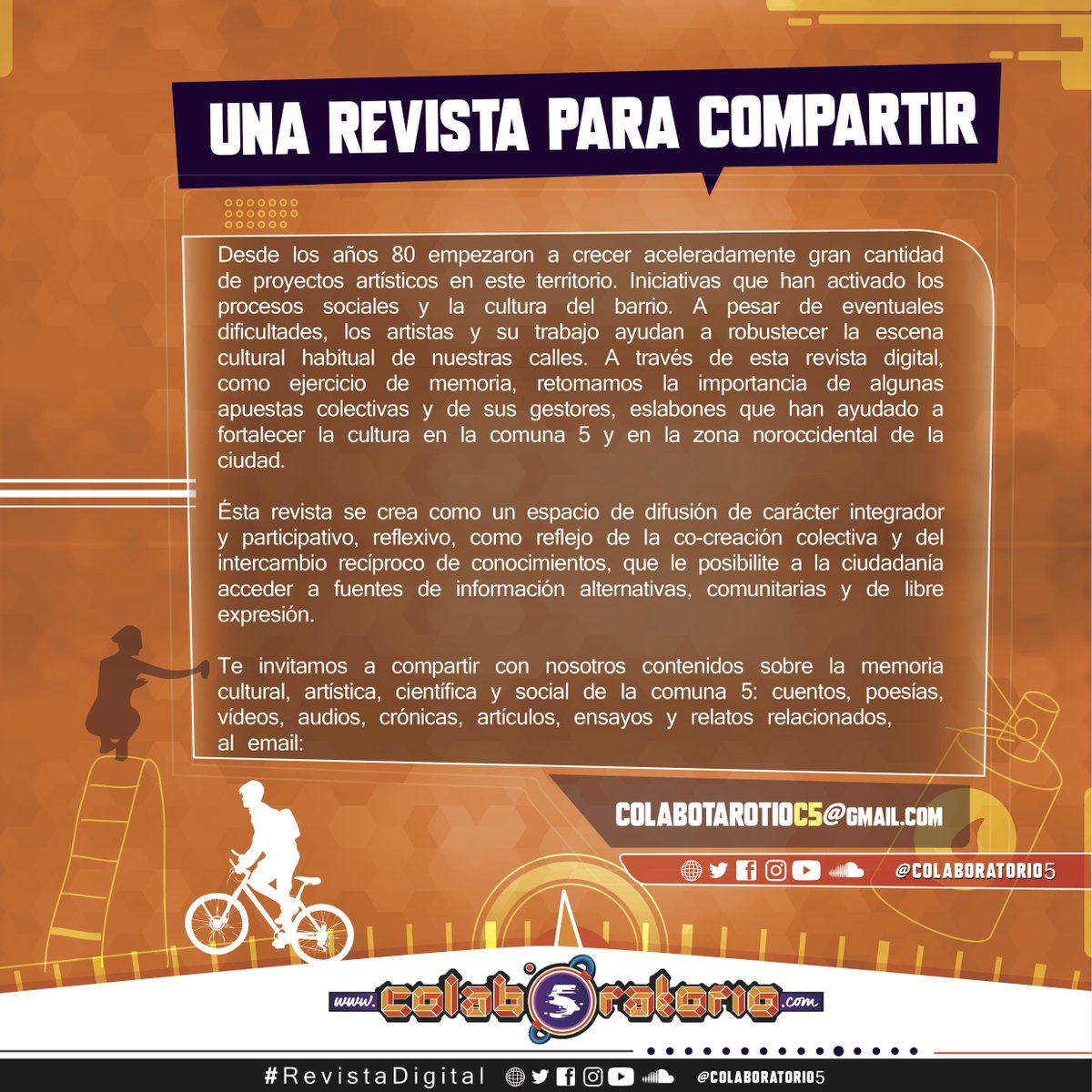 red5castilla's tweet photo. En esta edición de 𝑳𝒂 𝑹𝒆𝒗𝒊𝒔𝒕𝒂 𝑫𝒊𝒈𝒊𝒕𝒂𝒍 𝑪𝒐𝒍𝒂𝒃𝒐𝒓𝒂𝒕𝒐𝒓𝒊𝒐 5 te invitamos a conocer más de la historia del barrio Castilla, procesos culturales y personajes históricos y de la actualidad de este bello territorio.
https://t.co/R1hiyOqy61 https://t.co/1M4VgsgPs4