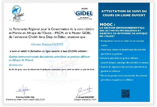 ABG_49's tweet photo. #MOOC👨🎓 formation certifiante en ligne sur la gestion environnementale des activités pétrolières et gazières en offshore.
Merci au @prcmarine avec ces partenaires ( Master #GIDEL, @MavaFdn , #GIWACAF,...) pour cette belle initiative.
#kebetu @SAVE_DAKAR @UCAD_Senegal
@ABG_49 🌱 https://t.co/WHcvCWTB72