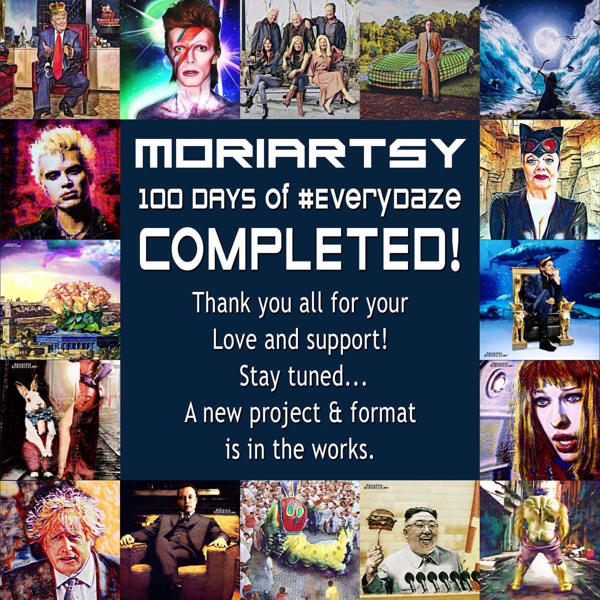 ARICKartist's tweet photo. 100 Days of Everydays Completed! Wow what a ride. Time to shift gears now… I’m going to rethink my next steps forward… any ideas?
.
#EveryDaze 100 Days Complete!

#nftnews #everydays #everydayartist #nft #nftart #nftcommunity #nftartist #nftcollector @theartnewspaper #nftwhale https://t.co/zlPdQ9Ax4b
