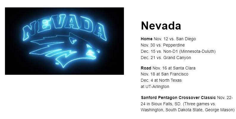 RoccoMiller8's tweet photo. Nevada is down to two spots left in non-conference, barring any late changes. 

#Nevada https://t.co/kskCEZjBHk