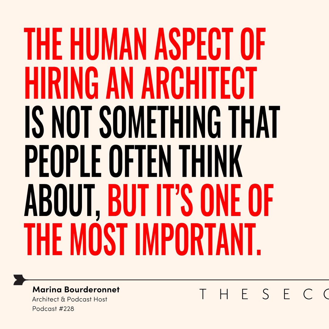 SecondStudioPod's tweet image. Architect Marina Bourderonnet on the importance of the client/architect relationship in building projects. From episode #228 - What Does an Architect Do?
⠀⠀⠀⠀⠀⠀⠀⠀⠀
#podcast #architecturepodcast

secondstudiopod.com/podcasts-9/228…