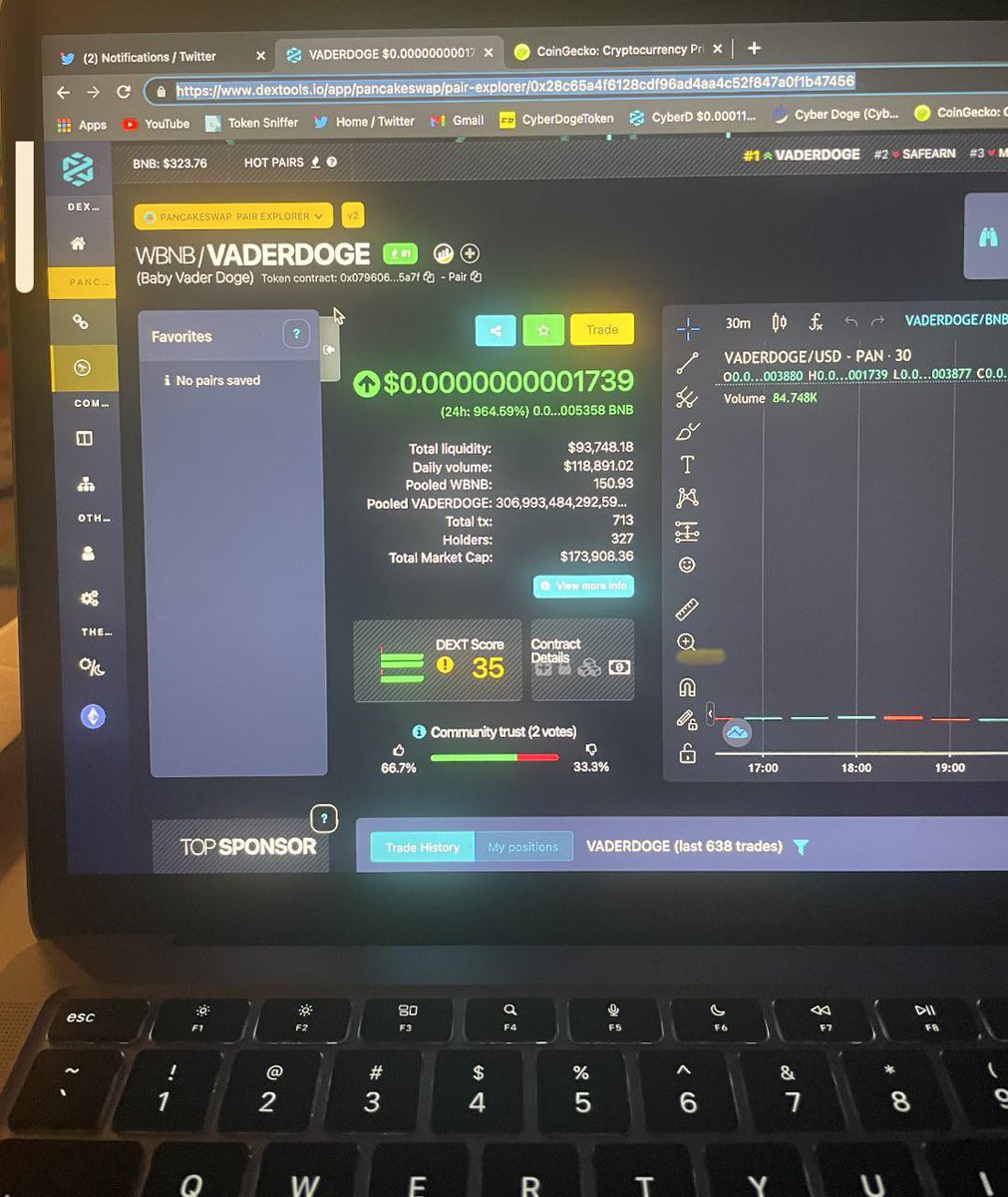 Baby Vader Doge is the play of JULY🔥🔥🔥

#VADERDOGE 

Dope Team; HUGE MARKETING TEAM ONBOARD

Trending on Dex #1 in 10 hours??!!! Buys starting to come in again 

t.me/babyvaderdoge

dextools.io/app/pancakeswa…