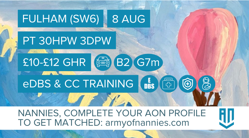 ArmyofNannies's tweet photo. We have a part-time role (3DPW) in Fulham starting 8 August..
If this role is for you, create your https://t.co/oGtHrOGZeT profile and look to shortlist Family Roxanne.
Good luck!
#Nanny #NannyLife #NannyJob #NannyPosition #NannyRole #Childcare #Fulham https://t.co/JXdhNP0q1M
