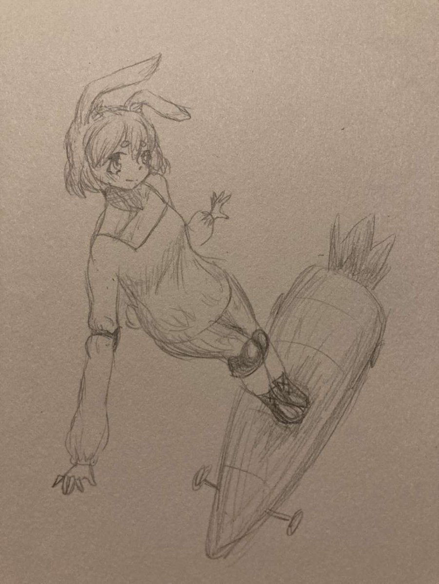 deebendee's tweet photo. bunny girl on carrot board 
#cute #visualart #art https://t.co/z4eh4wjXd5