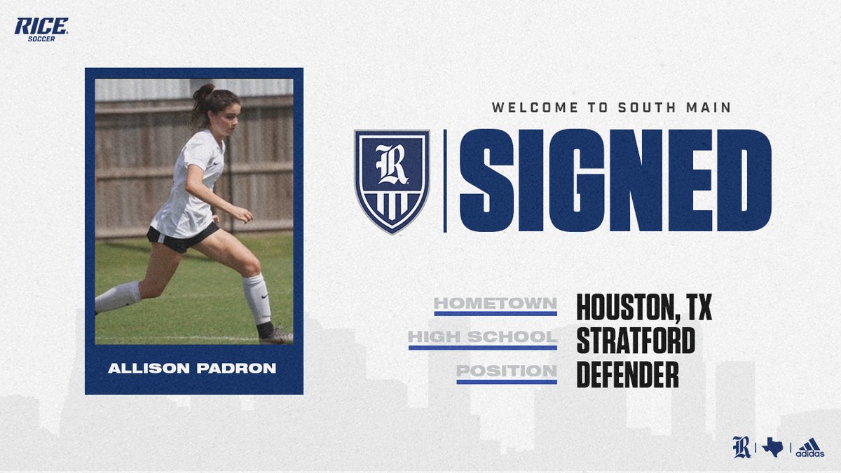 RiceSoccer's tweet photo. Our next signee is a defender from Houston. Out of Stratford High School, please welcome Allison Padron!

#GoOwls👐 x #RFND https://t.co/tfbXdldW2N