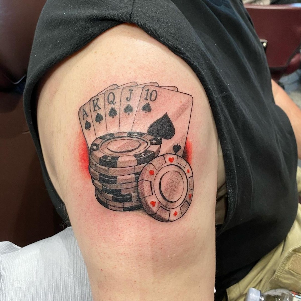 LV Tattoo  This customer made his own luck in 2020 tattooartist tattoos  lasvegas gamble poker chips lucky luck stack colorful 100 love   Facebook
