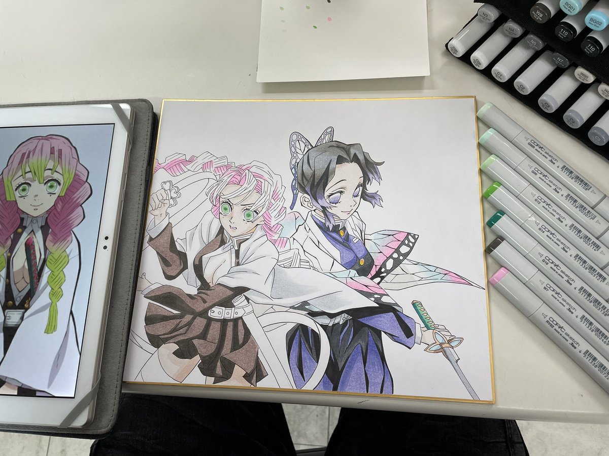 かずきち S Tweet 今朝の鬼滅ー 甘露寺ちゃんに色が入り始めました ここでタイムアップ イラスト イラストリクエスト 模写 コピック 鬼滅の刃 甘露寺蜜璃 胡蝶しのぶ イラスト拡散 フォロワーさんの推しを描きたい フォロワーさん増やしたい