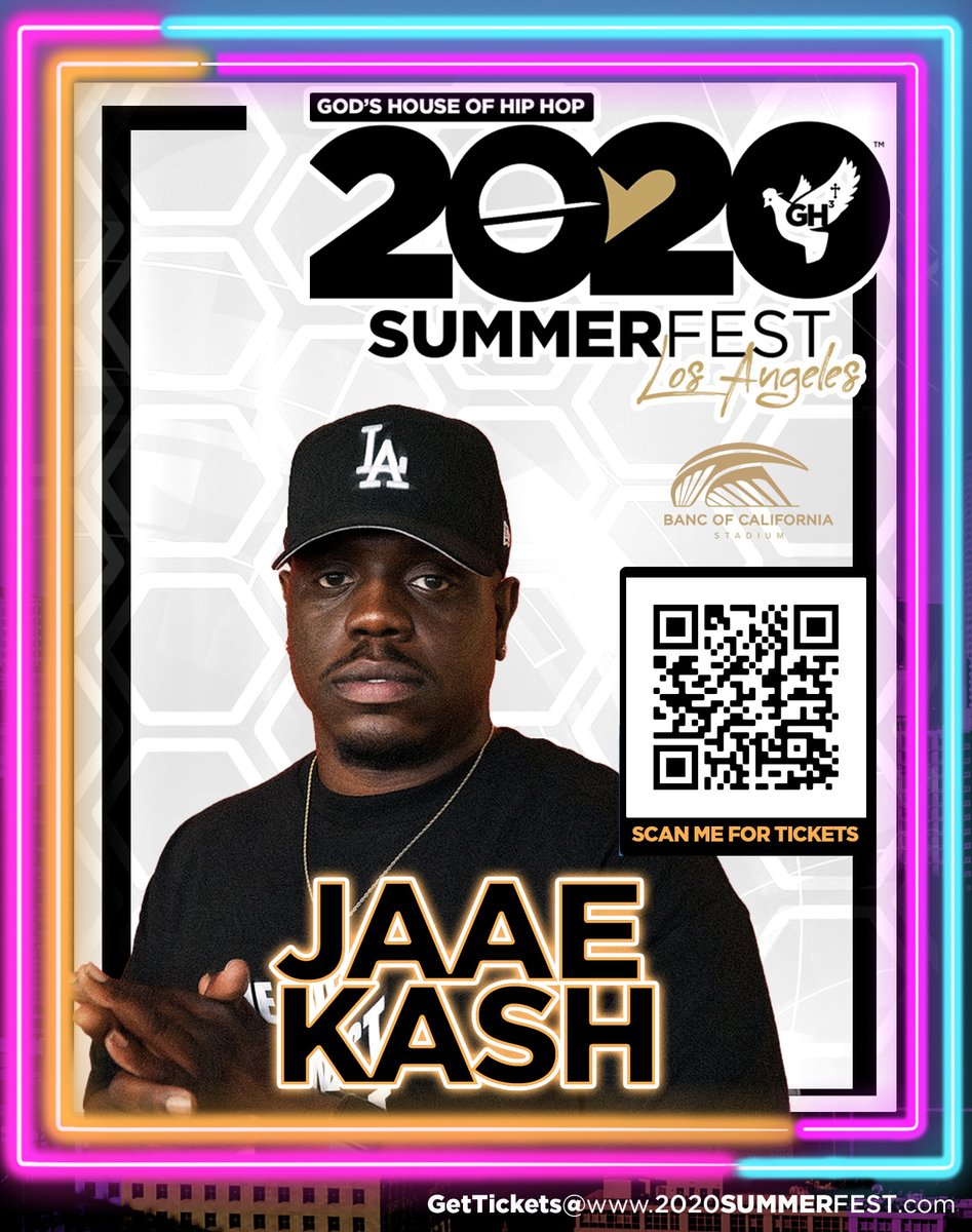 #PerformanceAlert #JustAnnounced
COME SEE “JAAE KASH” - @jaaekash #PERFORM #LIVE
“God’s House of Hip Hop 20/20 Summer Fest”
In #LosAngeles, #California

#PullUp L.A. Native live on stage @BancStadium 
By you pulling up you are #UnitingTheFans and #UnitingTheCulture🙏🏾 <a href="/KTLA/">KTLA</a> #CHH