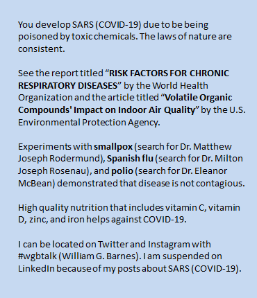 People are not developing COVID-19 via airborne transmission. That is not how disease operates.

#COVID19 #COVID1984 #DeltaVariant #DeltaPlus #DeltaPlusVariant #WorldHealthOrganization #WHO #EnvironmentalProtectionAgency #EPA #nashville #DavidsonCounty #tennessee #wgbtalk
