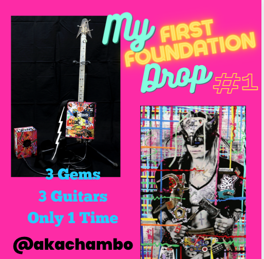 akachambo's tweet photo. 3 Gems 💎with 3 Guitars🎸 1 time only. 
    (Gem #1 Queen Weapon X) #akachambo #phxartist #thequeensofthestreets #NFTdrop #nftart #NFTCommunity #nftcollector #gems #drop #ComingSoon #thisweek #gifts https://t.co/aQ0vme8niR