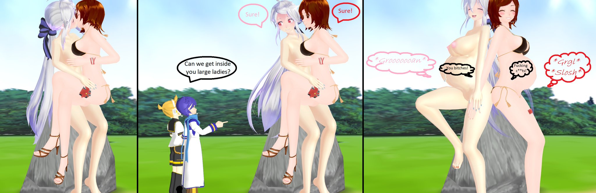 I saw a comic strip involving a girl and her lamia partner, but had such a tough time finding it that I recreated it, although I have no lamia models in MMD. Personally, I find this an acceptable manner to treat pervs like those two! Does anyone else agree? Vore always wins!😋 https://t.co/OnVK93JVJH