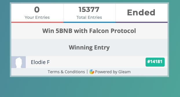 ProtocolFalcon's tweet image. 5BNB LOTERY ..... THE WINNER IS